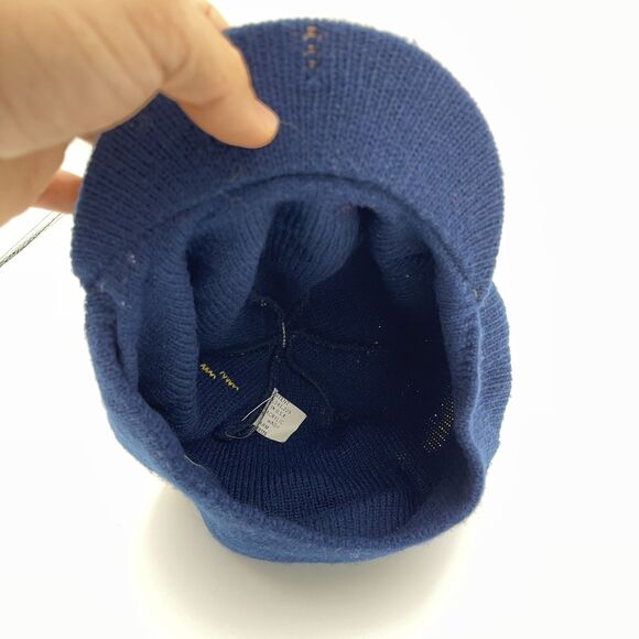 Vintage 90s Notre Dame Fighting Irish Blue Knit Brimmed Stocking Beanie Pom Hat - Picture 11 of 14